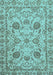 Machine Washable Oriental Light Blue Modern Rug, wshabs2627lblu