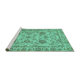 Sideview of Machine Washable Oriental Turquoise Modern Area Rugs, wshabs2627turq