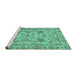 Sideview of Machine Washable Oriental Turquoise Modern Area Rugs, wshabs2627turq