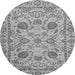 Round Machine Washable Oriental Gray Modern Rug, wshabs2627gry