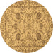 Round Oriental Brown Modern Rug, abs2627brn