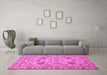 Machine Washable Oriental Pink Modern Rug in a Living Room, wshabs2627pnk