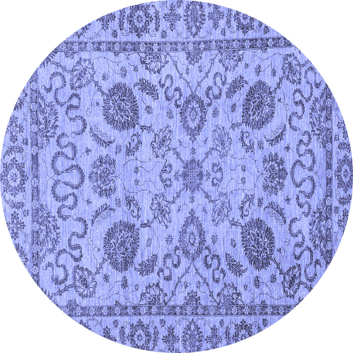 Round Oriental Blue Modern Rug, abs2627blu