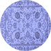 Round Oriental Blue Modern Rug, abs2627blu