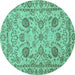 Round Oriental Turquoise Modern Rug, abs2627turq