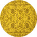 Round Oriental Yellow Modern Rug, abs2627yw