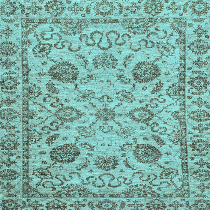 Square Machine Washable Oriental Light Blue Modern Rug, wshabs2627lblu