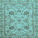 Square Machine Washable Oriental Light Blue Modern Rug, wshabs2627lblu