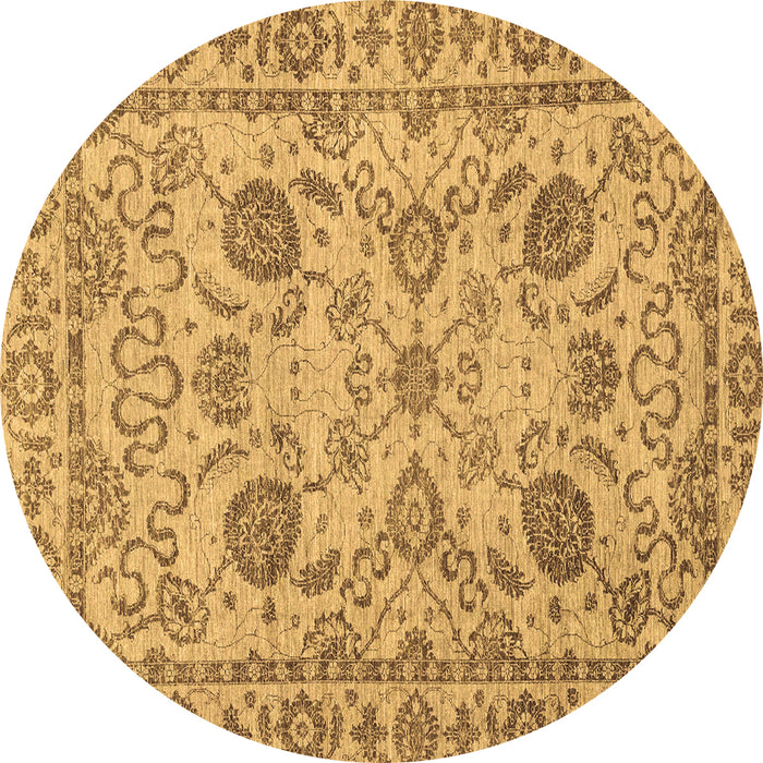 Round Machine Washable Oriental Brown Modern Rug, wshabs2627brn