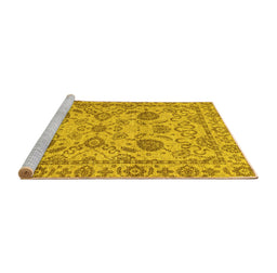 Sideview of Machine Washable Oriental Yellow Modern Rug, wshabs2627yw