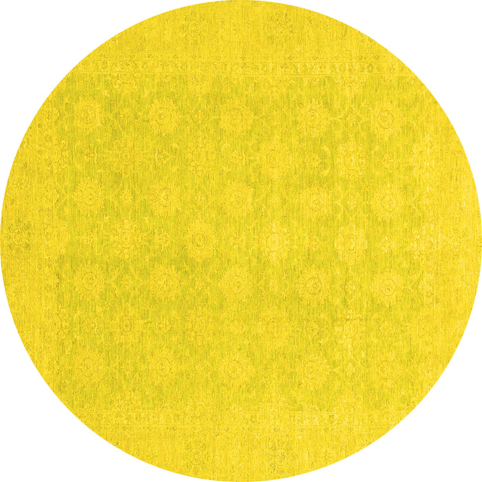 Round Oriental Yellow Modern Rug, abs2628yw