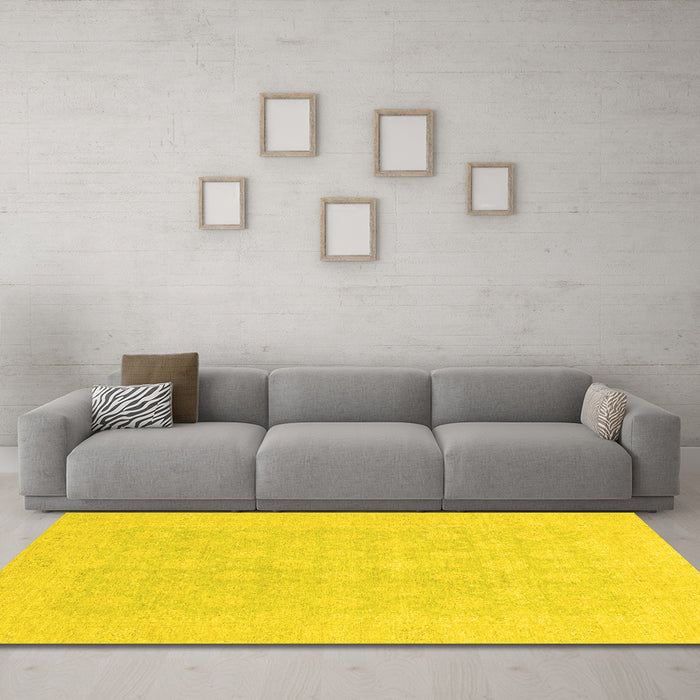 Machine Washable Oriental Yellow Modern Rug in a Living Room, wshabs2628yw