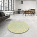 Round Machine Washable Abstract Brown Gold Rug in a Office, wshabs2628