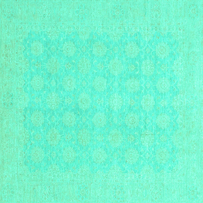 Square Machine Washable Oriental Turquoise Modern Area Rugs, wshabs2628turq