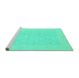 Sideview of Machine Washable Oriental Turquoise Modern Area Rugs, wshabs2628turq