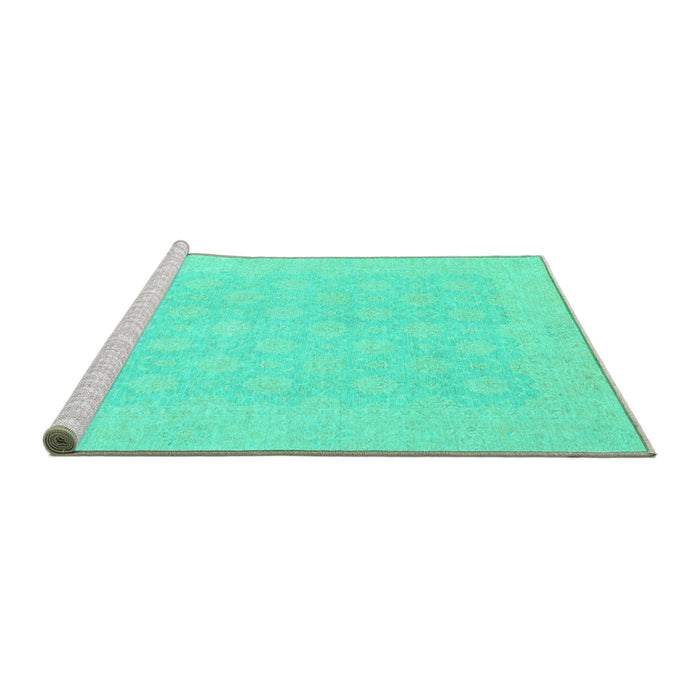 Sideview of Machine Washable Oriental Turquoise Modern Area Rugs, wshabs2628turq