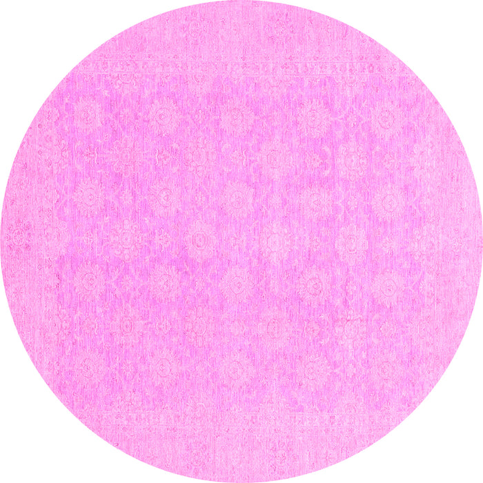 Round Machine Washable Oriental Pink Modern Rug, wshabs2628pnk