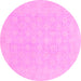 Round Machine Washable Oriental Pink Modern Rug, wshabs2628pnk