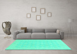 Machine Washable Oriental Turquoise Modern Area Rugs in a Living Room,, wshabs2628turq