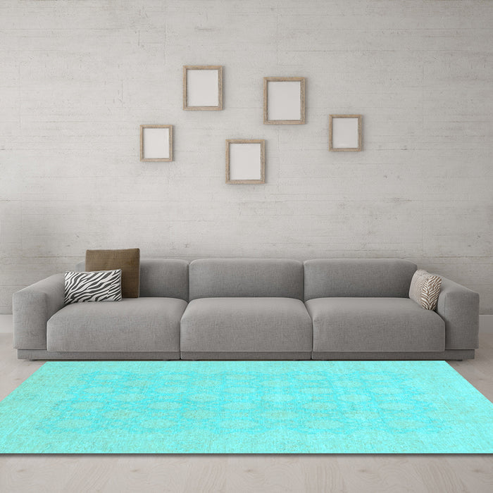 Machine Washable Oriental Light Blue Modern Rug in a Living Room, wshabs2628lblu