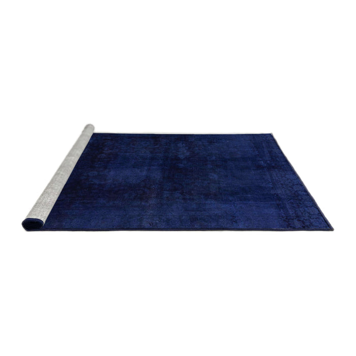 Sideview of Machine Washable Abstract Denim Dark Blue Rug, wshabs2629