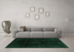 Machine Washable Oriental Green Modern Area Rugs in a Living Room,, wshabs2629grn