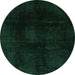 Round Machine Washable Oriental Green Modern Area Rugs, wshabs2629grn