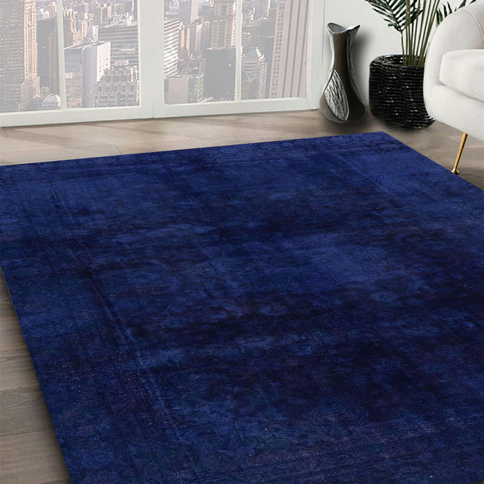 Machine Washable Abstract Denim Dark Blue Rug in a Family Room, wshabs2629
