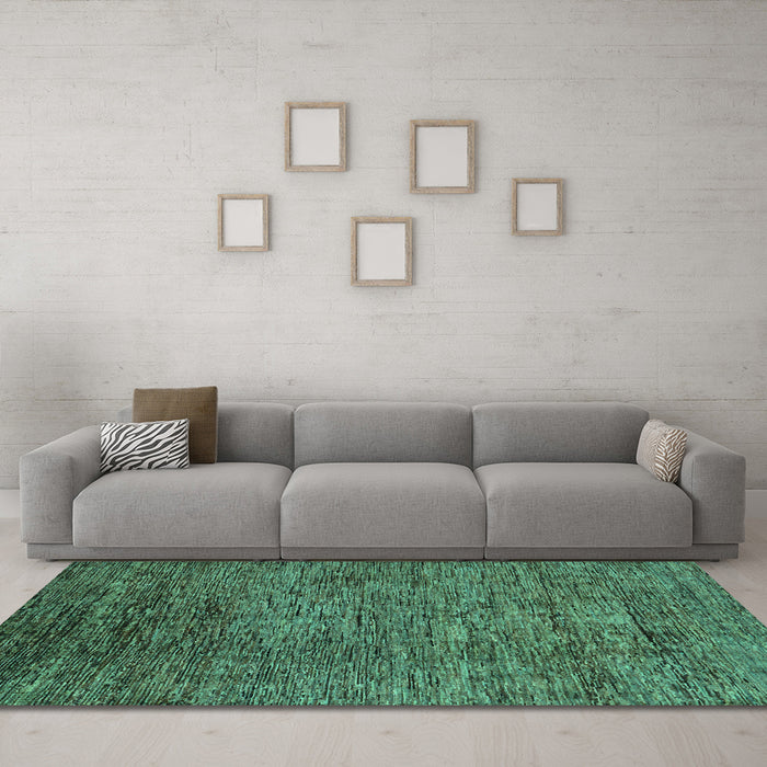 Machine Washable Abstract Turquoise Modern Area Rugs in a Living Room,, wshabs262turq
