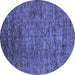 Round Machine Washable Abstract Blue Modern Rug, wshabs262blu