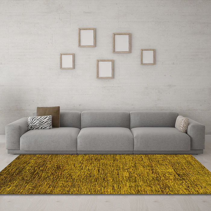 Machine Washable Abstract Yellow Modern Rug in a Living Room, wshabs262yw