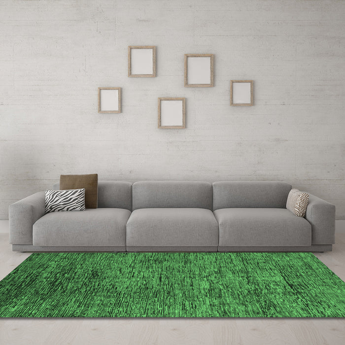 Machine Washable Abstract Emerald Green Modern Area Rugs in a Living Room,, wshabs262emgrn