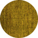 Round Machine Washable Abstract Yellow Modern Rug, wshabs262yw