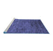 Sideview of Machine Washable Abstract Blue Modern Rug, wshabs262blu