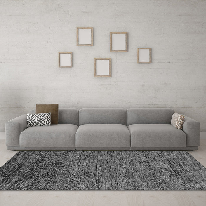 Machine Washable Abstract Gray Modern Rug in a Living Room,, wshabs262gry