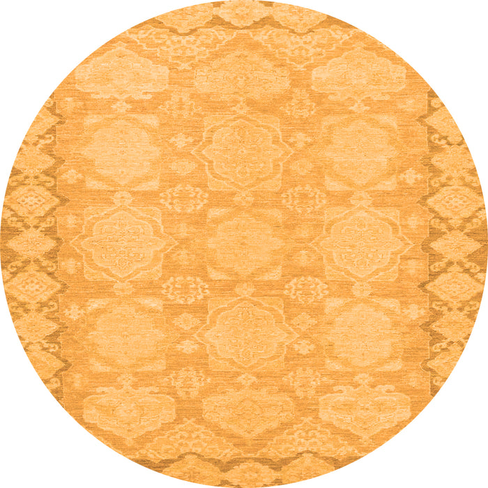 Round Machine Washable Oriental Orange Modern Area Rugs, wshabs2630org