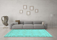 Machine Washable Oriental Light Blue Modern Rug, wshabs2630lblu