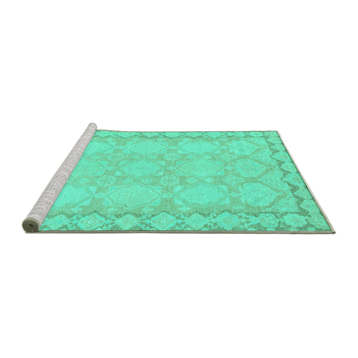 Sideview of Machine Washable Oriental Turquoise Modern Area Rugs, wshabs2630turq