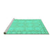 Sideview of Machine Washable Oriental Turquoise Modern Area Rugs, wshabs2630turq