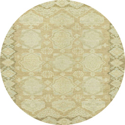 Round Machine Washable Abstract Brown Gold Rug, wshabs2630