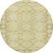 Round Machine Washable Abstract Brown Gold Rug, wshabs2630