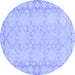 Round Machine Washable Oriental Blue Modern Rug, wshabs2630blu