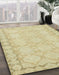 Abstract Brown Gold Oriental Rug in Family Room, abs2630