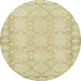 Round Abstract Brown Gold Oriental Rug, abs2630