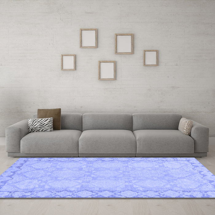 Machine Washable Oriental Blue Modern Rug in a Living Room, wshabs2630blu