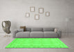 Machine Washable Oriental Green Modern Area Rugs in a Living Room,, wshabs2630grn