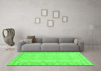 Machine Washable Oriental Green Modern Rug, wshabs2630grn