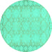 Round Oriental Turquoise Modern Rug, abs2630turq