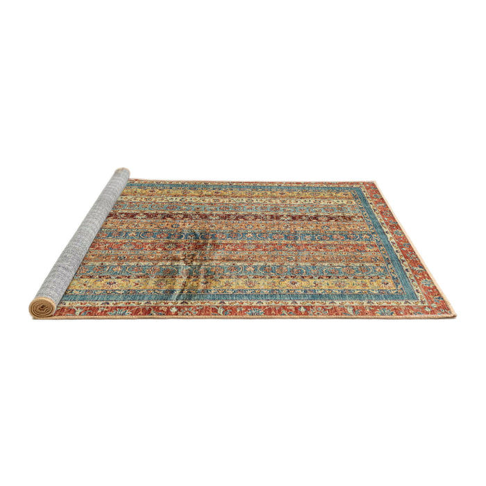 Sideview of Machine Washable Abstract Chestnut Red Rug, wshabs2631