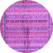 Round Machine Washable Oriental Purple Modern Area Rugs, wshabs2631pur